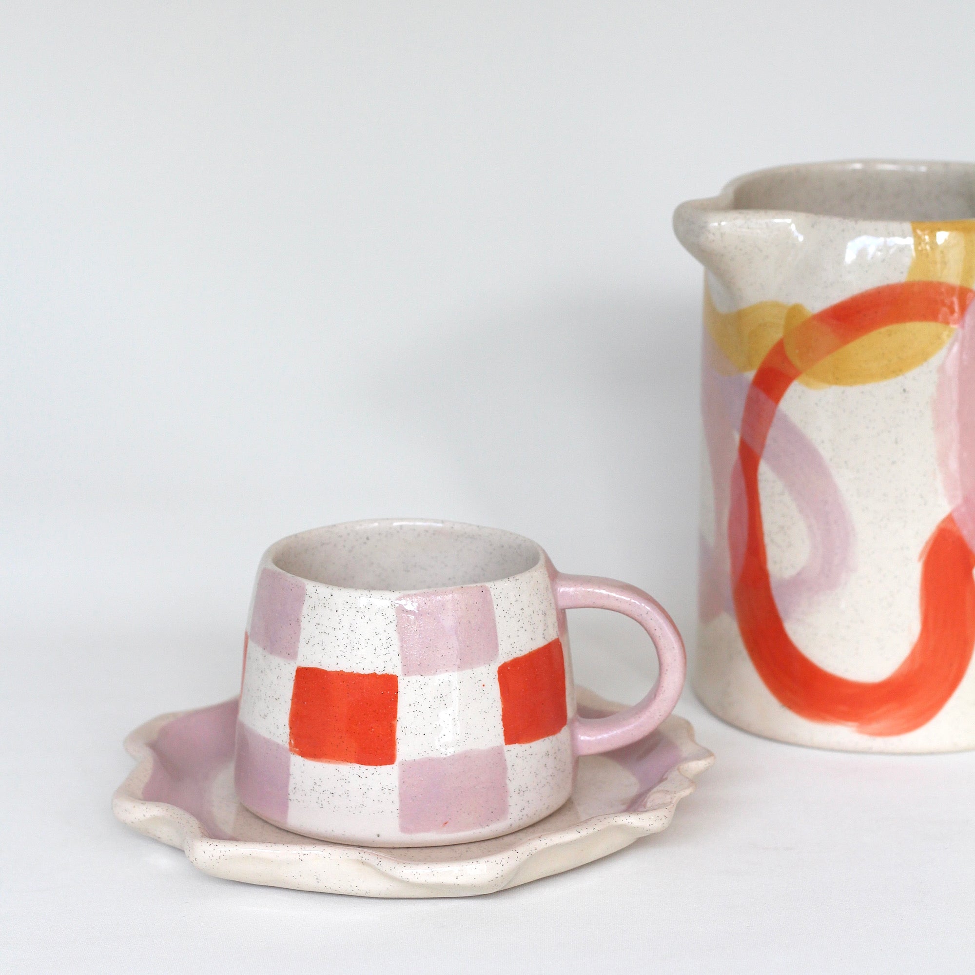 Cup and Saucer Set, Checkered
