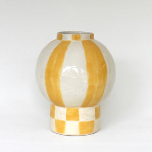 Orb Vase, Yellow Checked