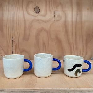 Set of 3 One-off Mugs Oat/Cobalt