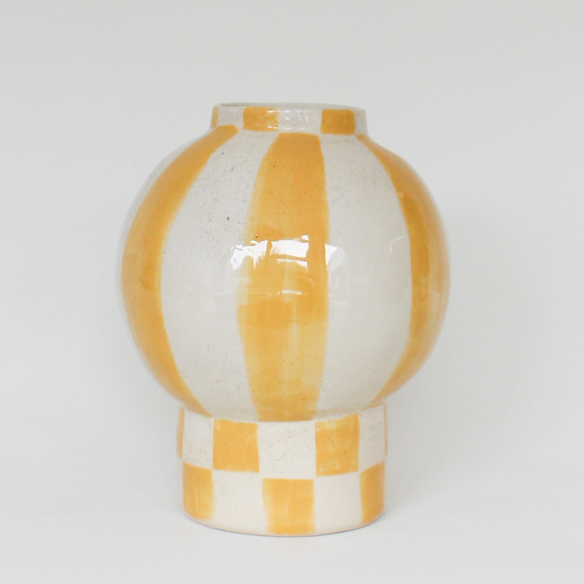 Orb Vase, Yellow Checked