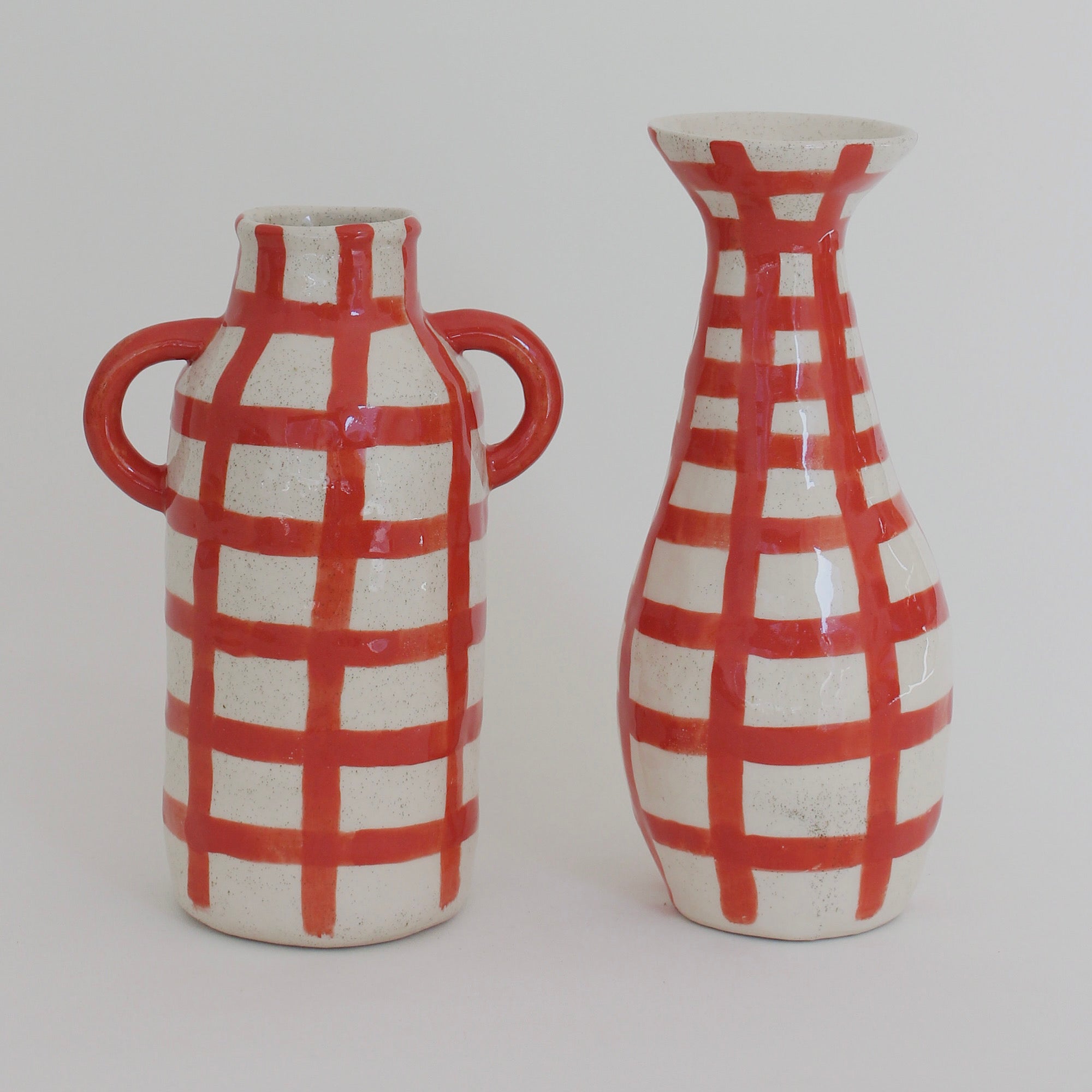 Tall Vase, Red Grid